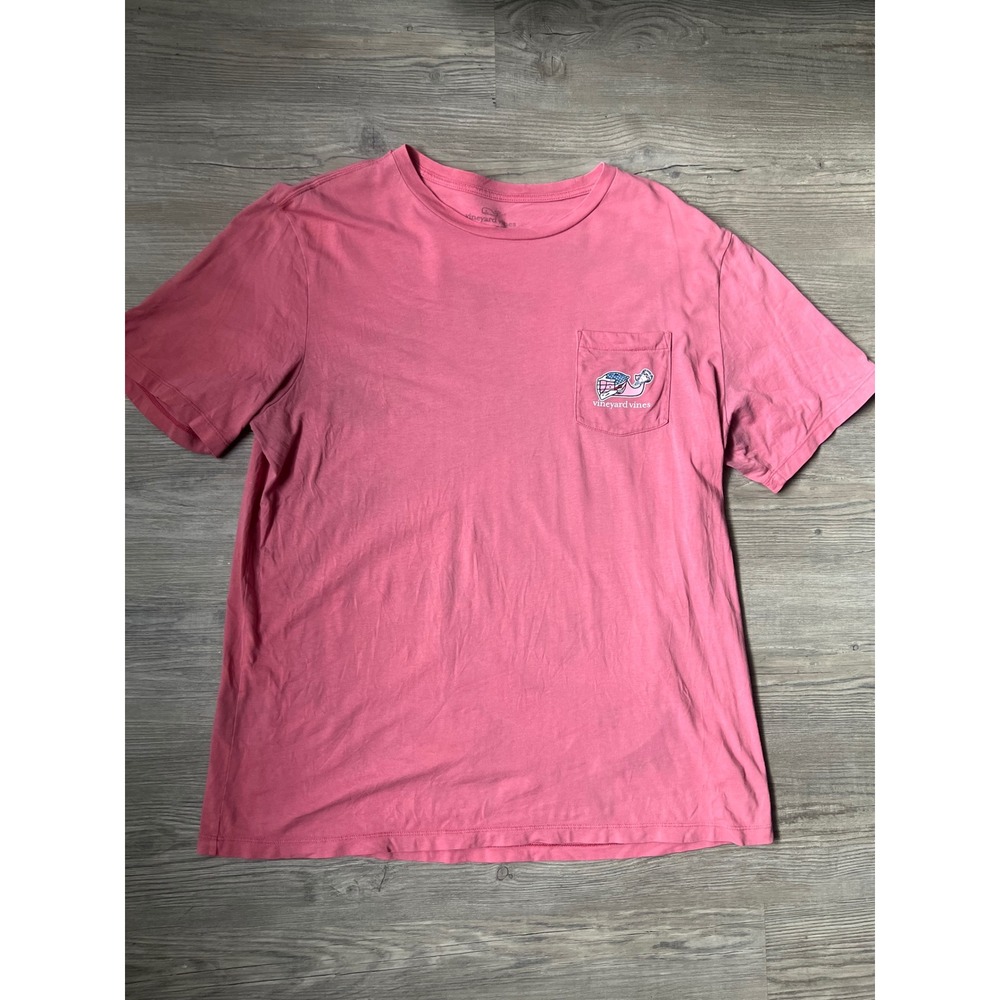 Vineyard Vines Men's Short Sleeve Pocket T-Shirt Red Lacrosse Whale Size L
